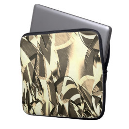 ベージュの筋が茶色の画像を覆い、霧雨が降り注ぐ ラップトップスリーブ