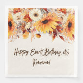 ベージュの紙ナプキンに秋の花 (正面)