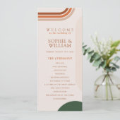 ベージュの結婚式プログラムカード、アーチ抽象ボホ プログラム (スタンド正面)