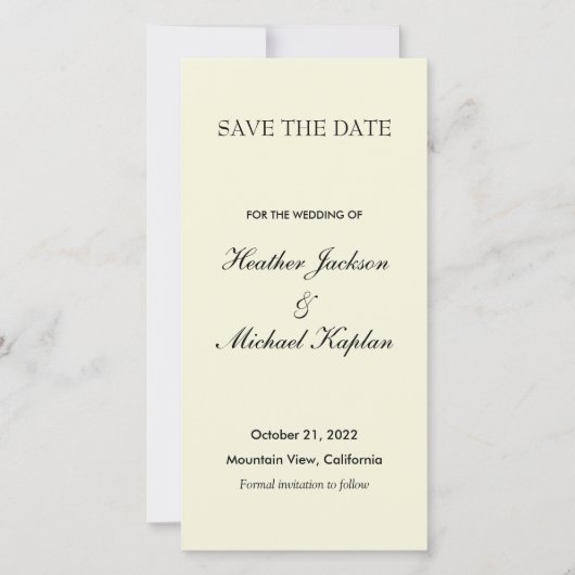 ベージュの結婚式 プロフェッショナル ミニマル セーブザデート (正面)