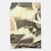 ベージュの縞が茶色の霧雨のイメージを上げる キッチンタオル (縦)