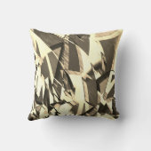 ベージュの縞が茶色の霧雨のイメージを上げる クッション (裏面)