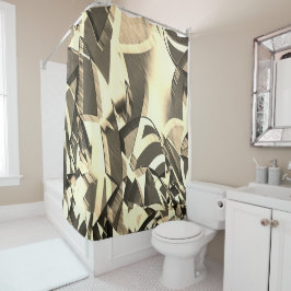 ベージュの縞が茶色の霧雨のイメージを上げる シャワーカーテン