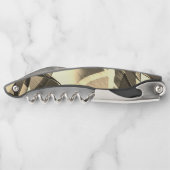 ベージュの縞が茶色の霧雨のイメージを上げる ソムリエナイフ (裏面)