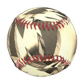 ベージュの縞が茶色の霧雨のイメージを上げる 野球ボール (裏面)