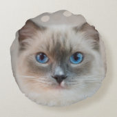 ベージュの美しいラグドール猫 ラウンドクッション (裏面)