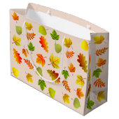 ベージュの美しい秋の葉 ラージペーパーバッグ (裏面アングル)