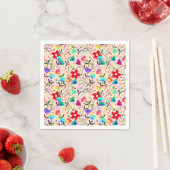 ベージュの背カラフル面花の模様 スタンダードカクテルナプキン (インサイチュ)