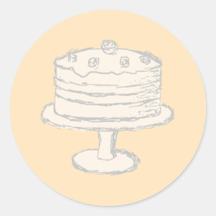 ベージュの背景にクリームカラーケーキ ラウンドシール