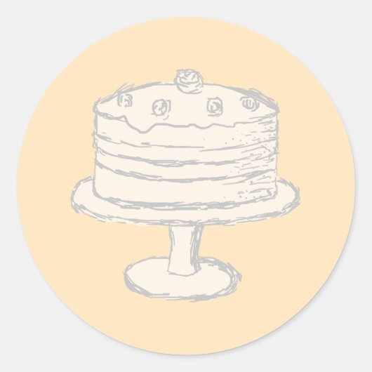 ベージュの背景にクリームカラーケーキ ラウンドシール (正面)