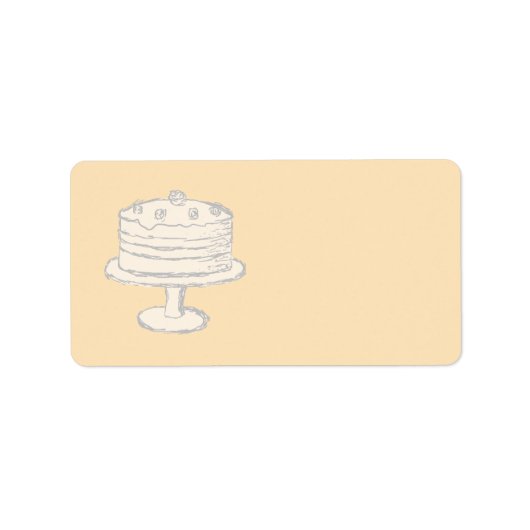 ベージュの背景にクリーム色のケーキ。 ラベル (正面)