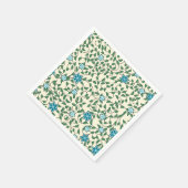 ベージュの背景にシームレスな花柄 スタンダードカクテルナプキン (角)