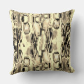 ベージュの背景に傷がついてできた抽象的な四角形 クッション (裏面)