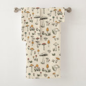 ベージュの背景に小さな森のキノコ バスタオルセット (インサイチュ)