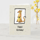 ベージュの背景に水色のメルカート誕生日 カード (黄色い花)