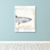 ベージュの背景に灰色の魚 キャンバスプリント (インサイチュ (ウッドフロア))