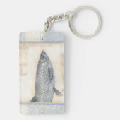 ベージュの背景に灰色の魚 キーホルダー (裏面)