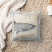 ベージュの背景に灰色の魚 クッション (ブランケット)