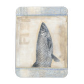ベージュの背景に灰色の魚 マグネット (縦)