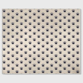 ベージュの背景に犬の足のプリント ラッピングペーパー (フラット)