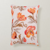 ベージュの背景に継ぎ目のないケシの花の模様 アクセントクッション (裏面(縦))