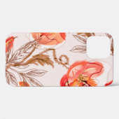 ベージュの背景に継ぎ目のないケシの花の模様 Case-Mate iPhoneケース (裏面 (横))