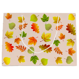 ベージュの背景に美しい紅葉 ラージペーパーバッグ
