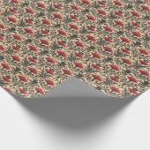 ベージュの背景に赤と黒の花の芸術的な新アールヌーヴォー ラッピングペーパー (角)