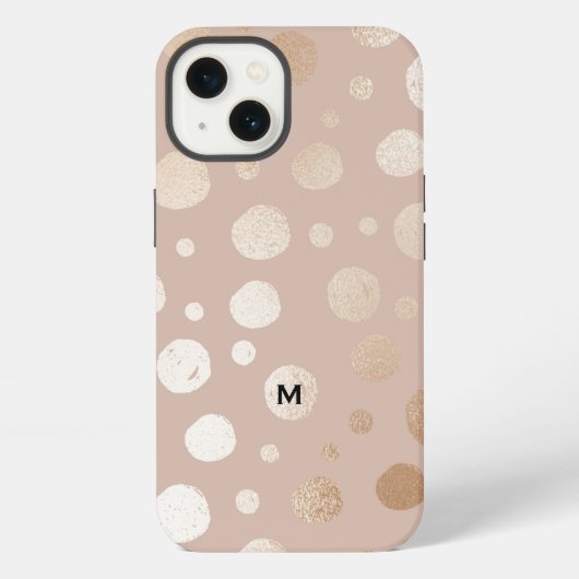 ベージュの背景に輝く円模様 iPhoneケース (裏面)