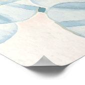 ベージュの背景に青い花の模様 ポスター (角)