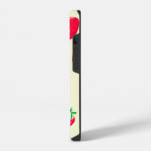 ベージュの背景のジューシーな赤いイチゴ iPhoneケース (左側面)