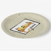 ベージュの背景の水色メルカート ペーパープレート (アングル)