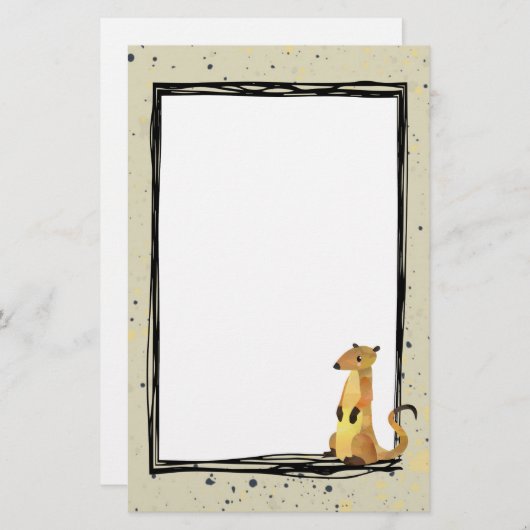 ベージュの背景の水色メルカート 便箋 (正面/裏面)