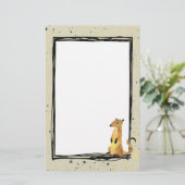 ベージュの背景の水色メルカート 便箋 (スタンド正面)