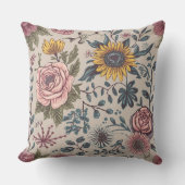 ベージュの背景の花 クッション (正面)