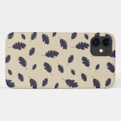 ベージュの背葉景に濃い青いオークのパターン Case-Mate iPhoneケース (裏面(横))