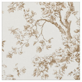 ベージュの花と枝のトワル柄 ファブリック