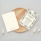 ベージュの花柄のウェディング 招待状