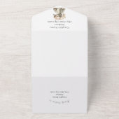 ベージュの花柄 メッセージオールインワン ウェディング招待状 オールインワン招待状 (外側)