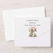 ベージュの花柄 メッセージオールインワン ウェディング招待状 オールインワン招待状 (裏面)