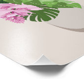 ベージュの花瓶に咲く熱帯メディニラピンクの花 フォトプリント            (角)