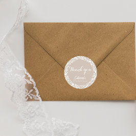 ベージュの葉のブライダルシャワー ラウンドシール