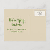 ベージュの葉3つの写真コラージュ日付を保存 案内ポストカード (裏面)