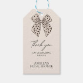 ベージュの蝶結び 彼女の結婚準備パーティー ギフトタグ (正面)