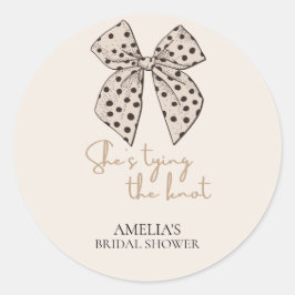 ベージュの蝶結び 彼女は結婚する ブライダルシャワー ラウンドシール