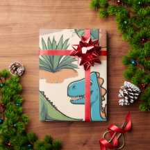 ベージュの贈り物に飾り立てられた漫画の恐竜