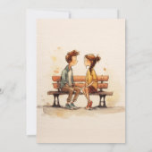 ベージュの遊び心ある水彩ロマンチックカップルウェディング セーブザデート (裏面)