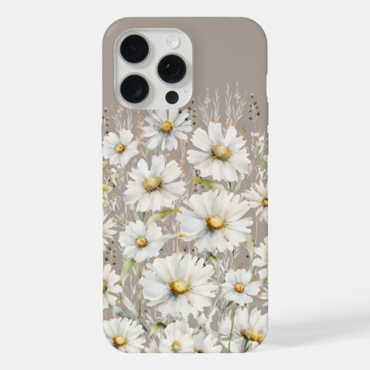 ベージュの野の花模様 iPhoneケース (裏面)
