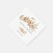 ベージュの野花の結婚式 スタンダードカクテルナプキン (角)