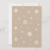 ベージュの雪の結晶 赤ちゃん 寒いよ 外 赤ちゃんのシャワー 招待状 (裏面)